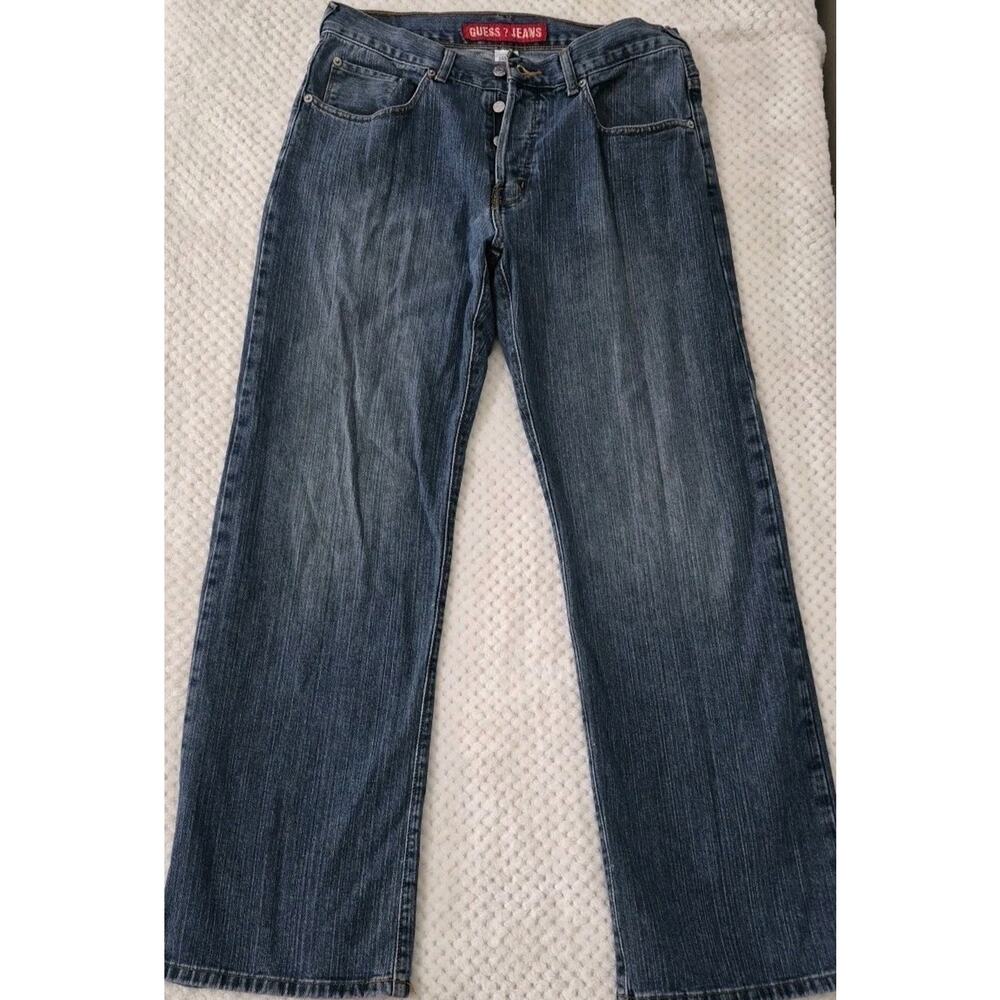 Vintage GUESS Jeans Men 32x30 Blue Denim Straight Leg Y2K Skater #051